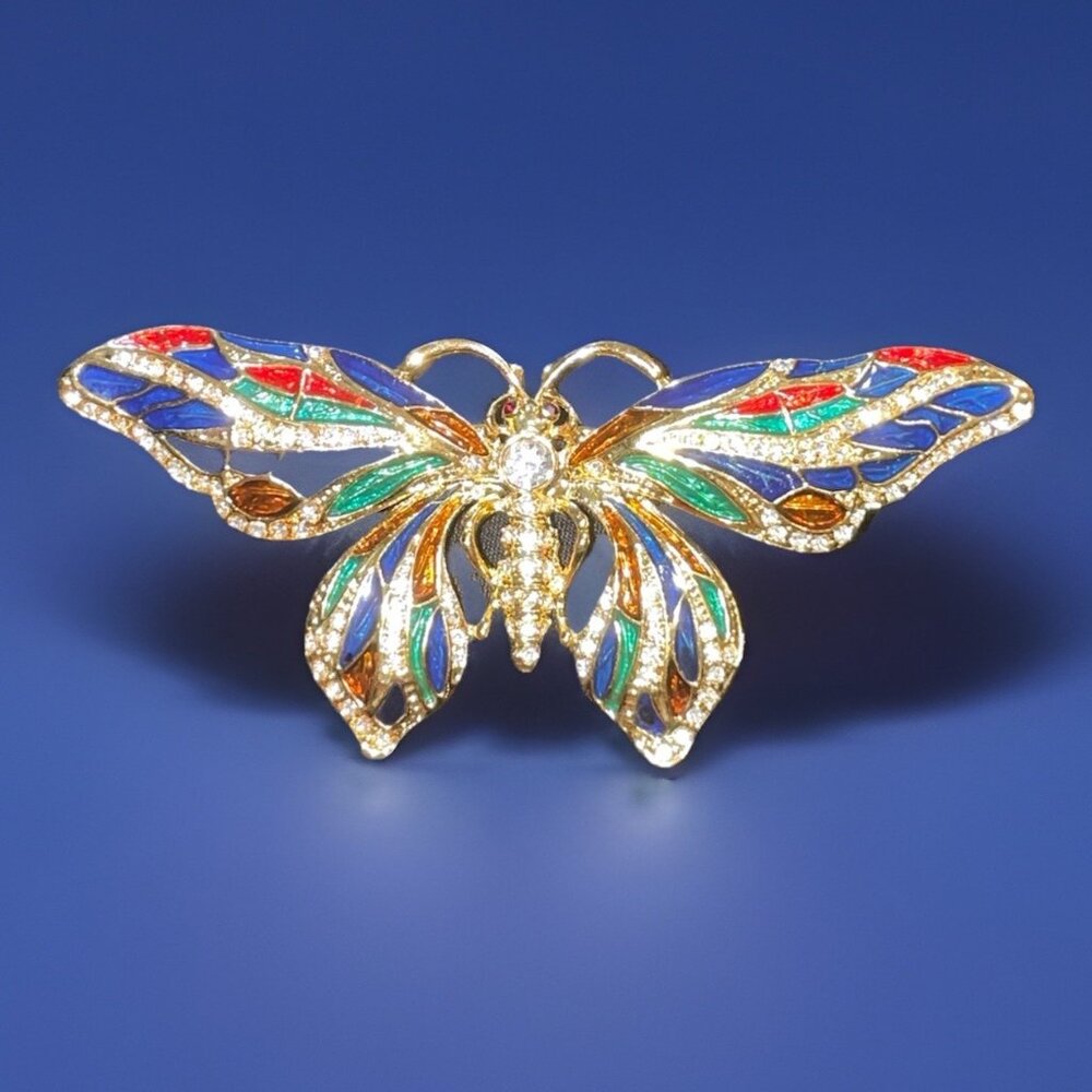 JBK Jackie Kennedy Jewelry Rhinestone Enamel BUTTERFLY Brooch Pin